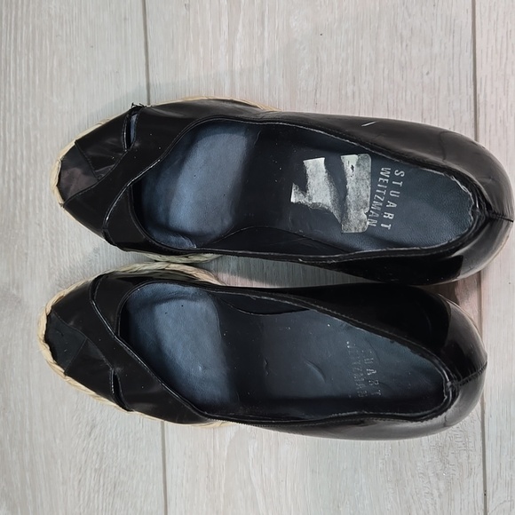 Stuart Weitzman Women Leather Espadrille Wedge Open Toe Sandals shoes sz 9.5M - Picture 7 of 10